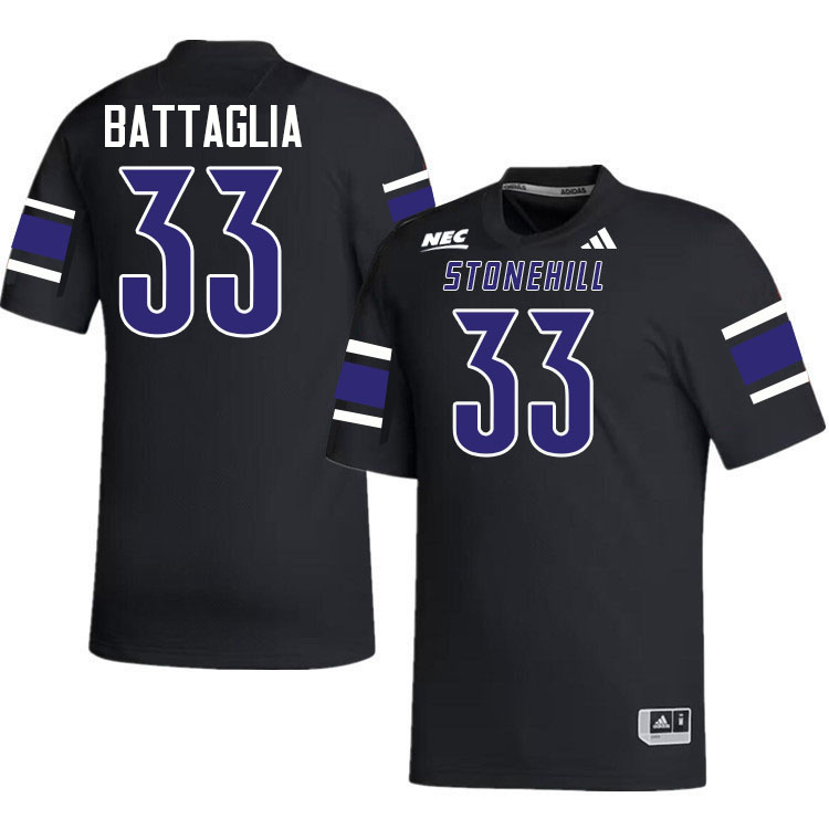 Stonehill Skyhawks #33 Charles Battaglia College Football Jerseys,Uniforms Stitched-Black